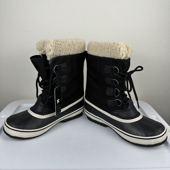 Sorel Womens Winter Carnival Boots Size 8 Black Waterproof Faux Fur Canvas - Picture 9 of 15